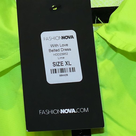 Fashion Nova With Love Belted Lime Dress sz XL NWT - Picture 5 of 16